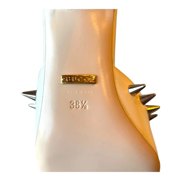 Gucci Vernice GG Spike Mules Malaga Kid Patent Leather 8.5 EU 38.5 Pointed Toe - Picture 11 of 12